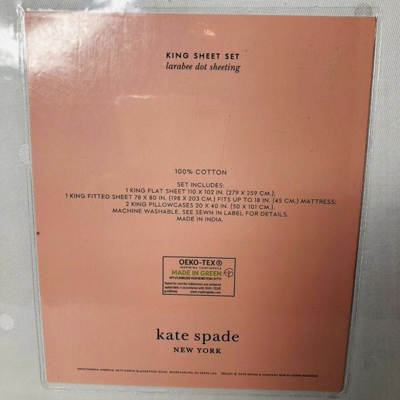 kate spade Bedding New Kate Spade Larabee Dot Sheeting King Size 4 Piece Sheet Set 0 Cotton